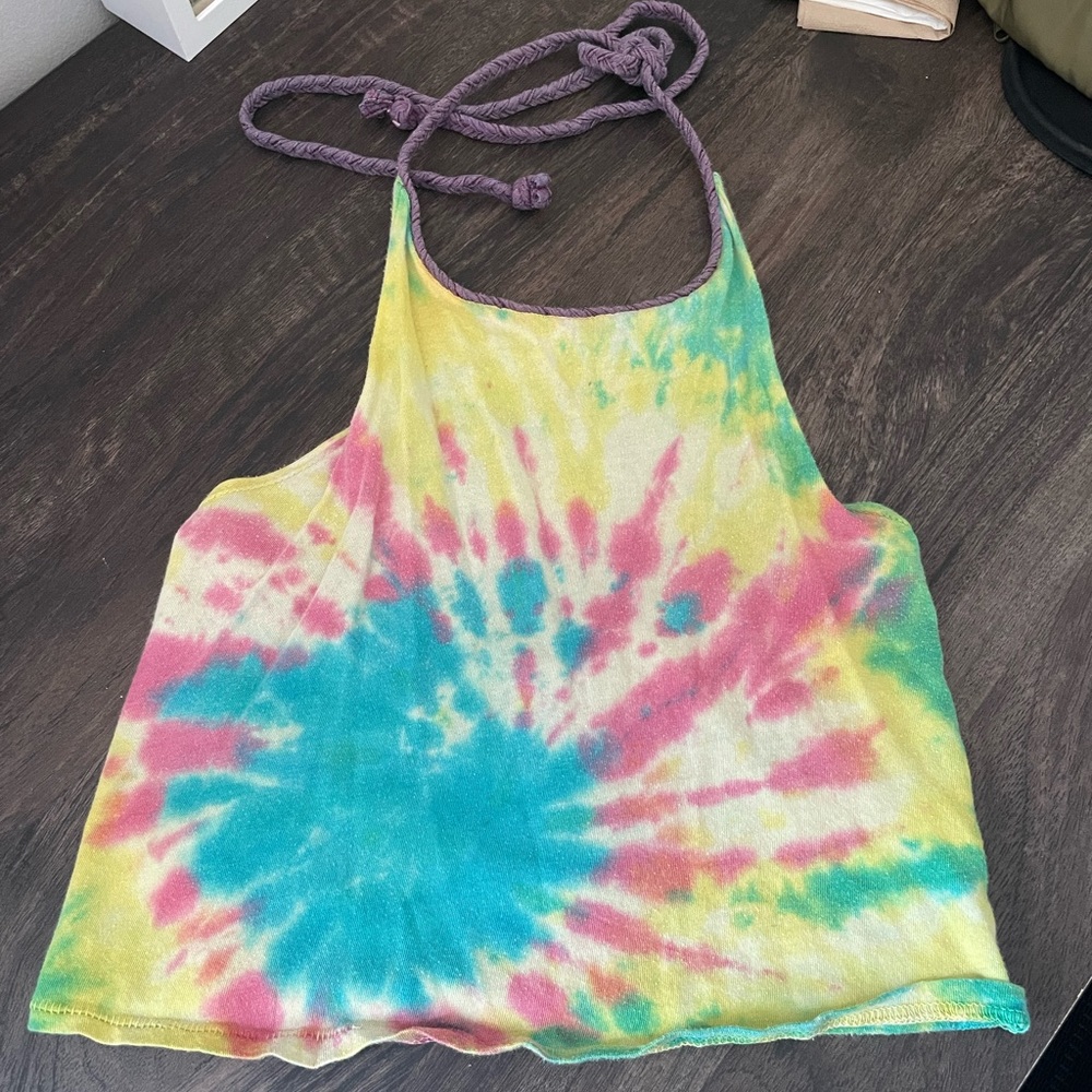 Tie Dye Halter Crop Top
